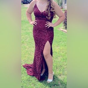 Sherri Hill prom dress, burgundy color, size 10. Like new, worn only for prom.